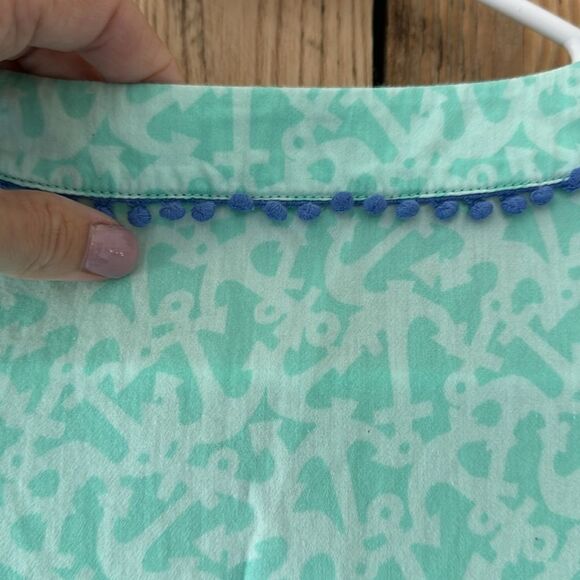 Vineyard Vines Girls Anchors Print Pom Pom 3/4 Sleeve Tunic Top Cover Up Size L - Picture 8 of 14